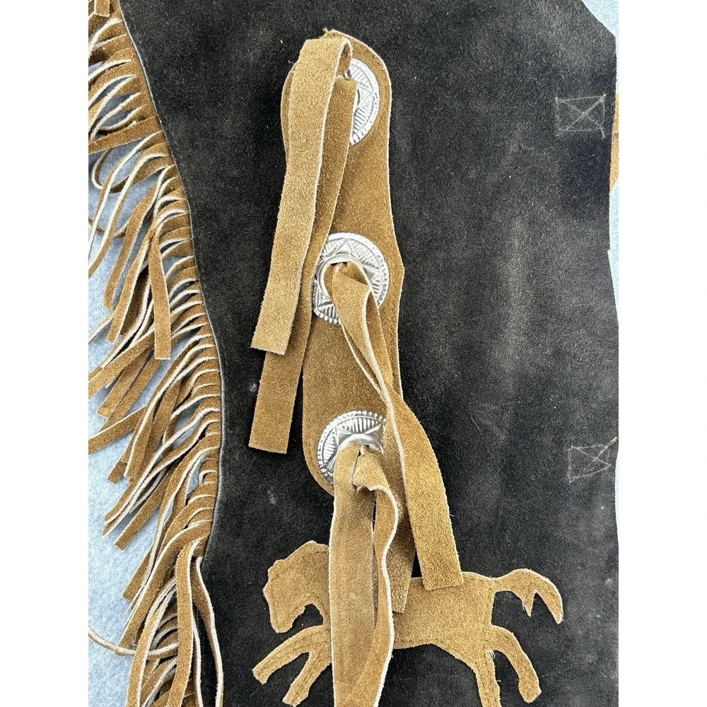 Equi-Grip Youth‎ Western Show Chaps Fringe Horse Concho Brown Small